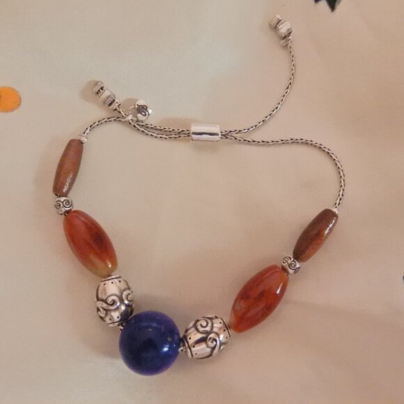 NWOT Brighton Collectible Lapis Multi Gems Bracelet Adjustable - Picture 1 of 11